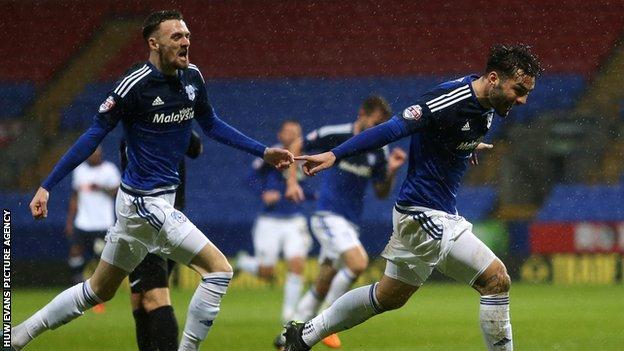 On loan striker Tony Watt celebrates after scoring in the win at Bolton