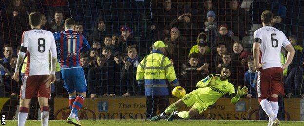 Rangers' Wes Foderingham made a comfortable save from Iain Vigurs' weak penalty