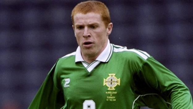 Neil Lennon playing for Northern Ireland