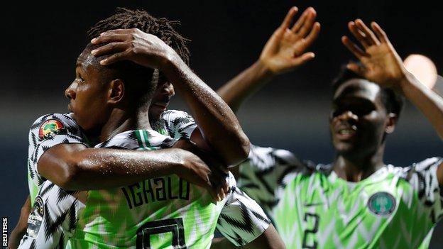 Shanghai Greenland Shenhua Odion Ighalo celebrates after scoring for Nigeria against Burundi