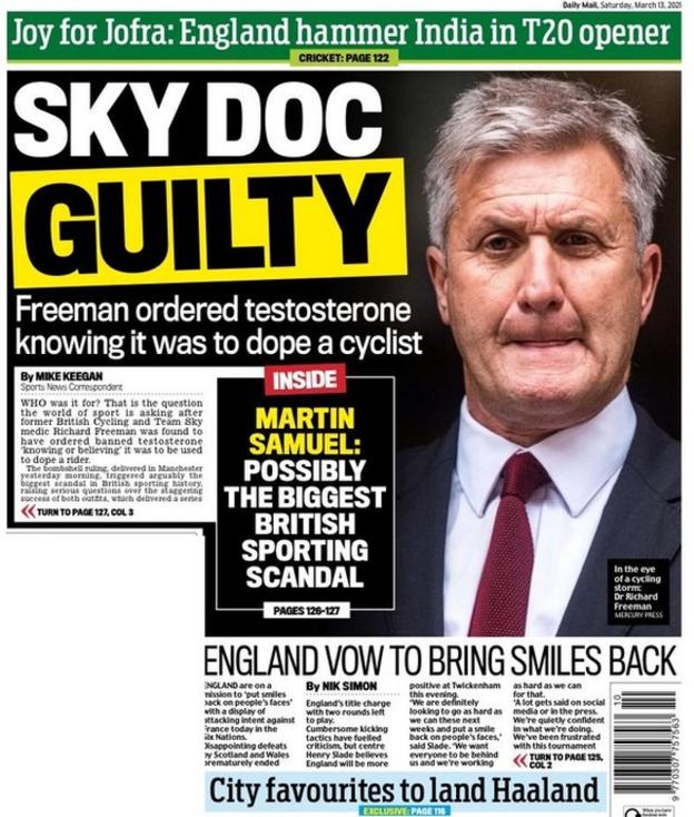 Saturday's back pages BBC Sport