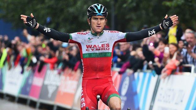 Thomas won gold for Team Wales in the men's road race at the Glasgow 2014 Commonwealth Games.