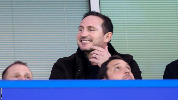 Frank Lampard sat in a box at Stamford Bridge