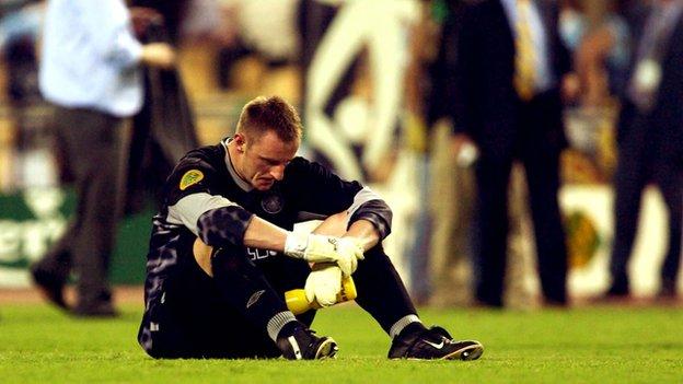 Celtic's Rab Douglas after the 2003 Uefa Cup final
