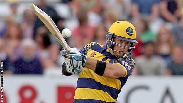 Colin Ingram hits out during an innings for Glamorgan