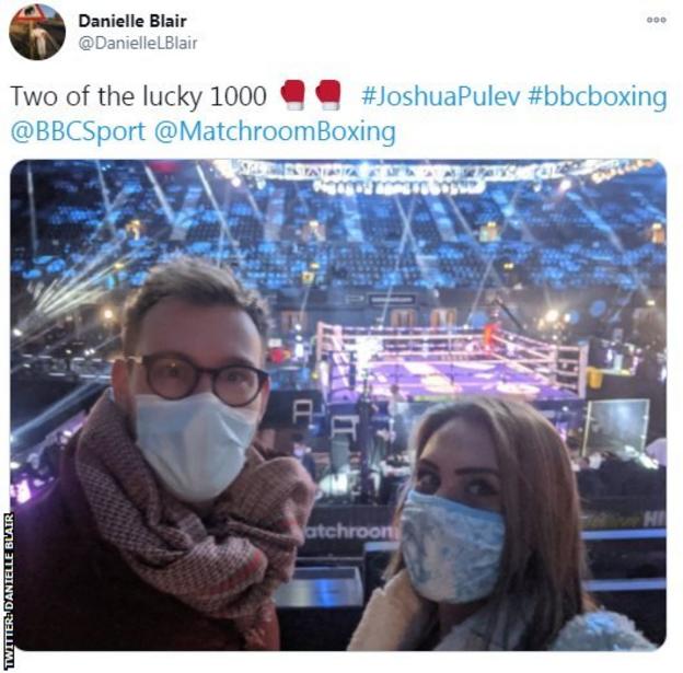 A user on Twitter shares an image of two people present at Wembley Arena