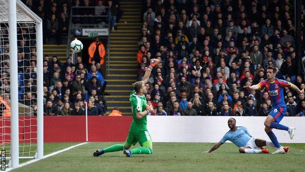 Raheem Sterling scores for Manchester City against Crystal Palace