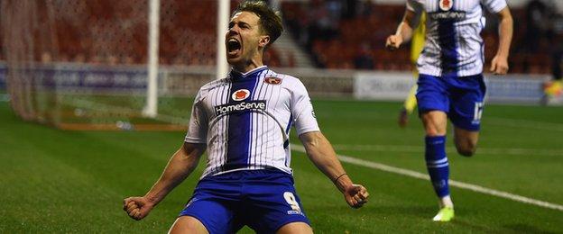 Tom Bradshaw's Walsall highlight was his hat-trick in the 4-3 League Cup first round win at Nottingham Forest in August