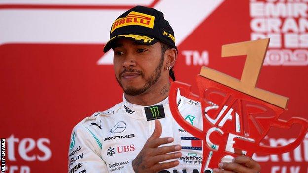 Lewis Hamilton on the Spanish Grand Prix podium
