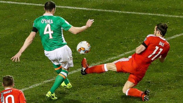 Gareth Bale received a yellow card for his tackle on John O'Shea