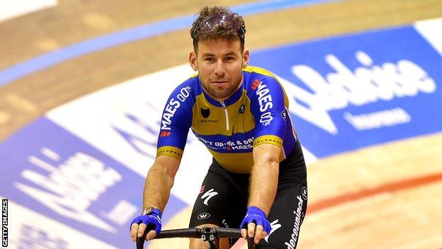 Mark Cavendish riding as the Six Days of Ghent in Belgium