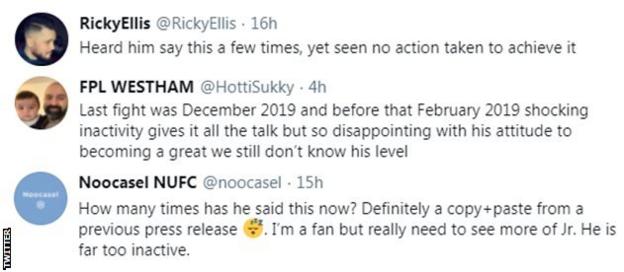 Boxing fans on Twitter react to Chris Eubank Jr signing with new promoter, with one fan saying 