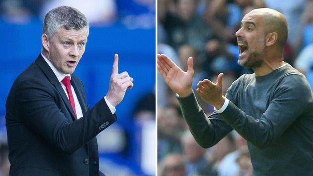 Manchester United manager Ole Gunnar Solskjaer (left) and Manchester City boss Pep Guardiola