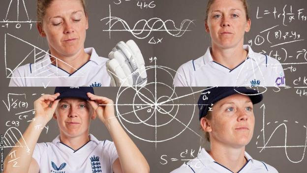 Four images of Heather Knight with graphs and equations astir   her