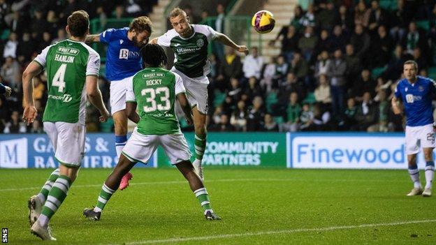 St Johnstone's Stevie May heads the winner