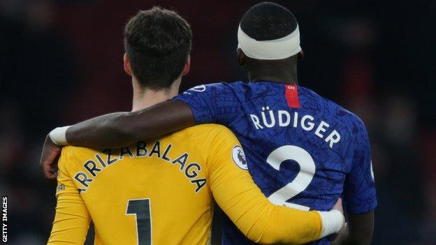 Kepa Arrizabalaga and Antonio Rudiger