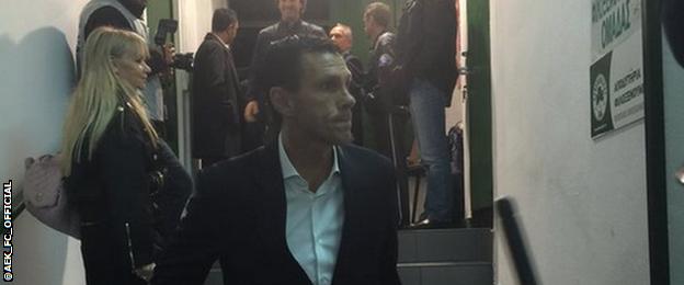 Gus Poyet prepares to take charge of his first game as manager of AEK Athens