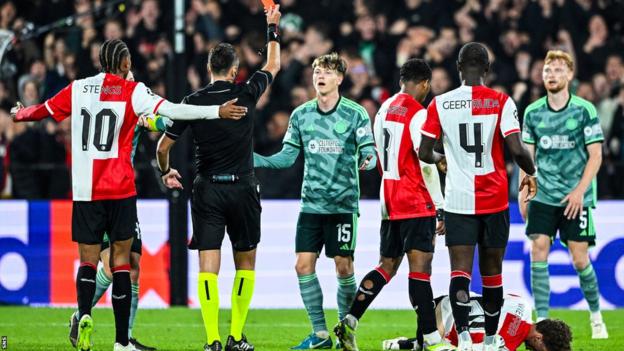 Celtic have Odin Holm sent off against Feyenoord