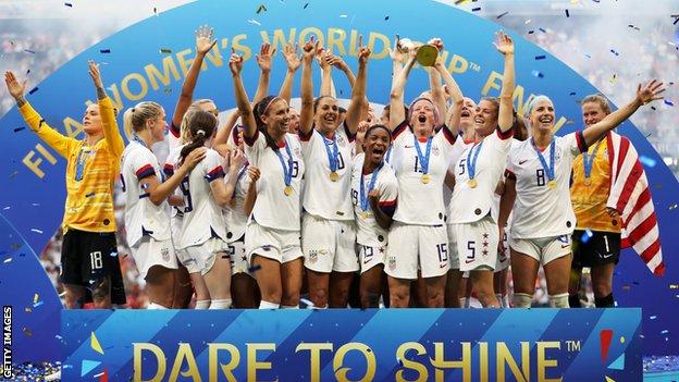 The US women's national team lift the World Cup in 2019
