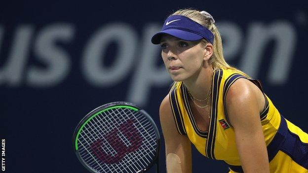 Katie Boulter playing at the 2021 US Open