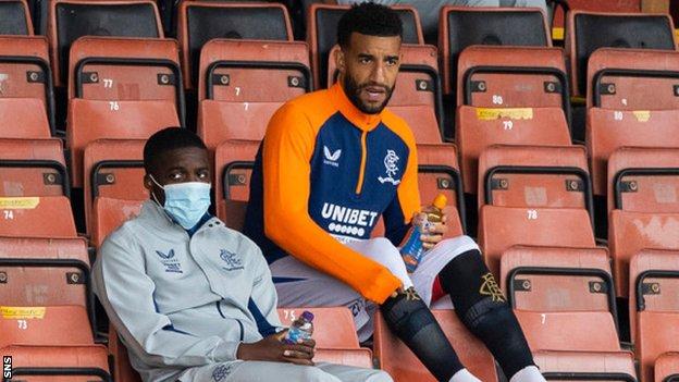 Rangers' Nnamdi Ofoborh and Connor Goldson