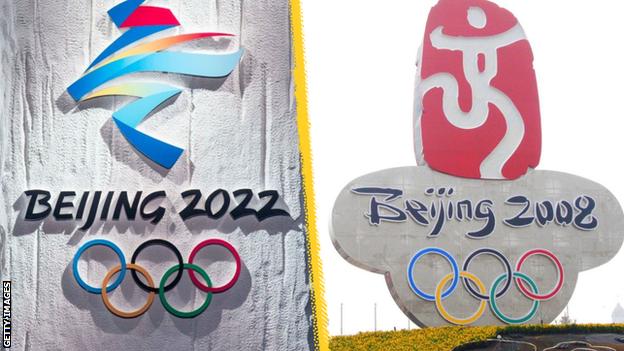 Beijing 2022 and 2008 logos