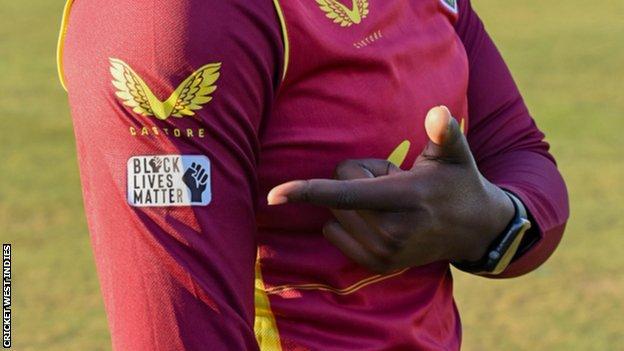 Black Lives Matter logo on West Indies shirt