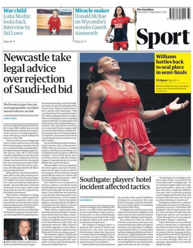 The sport section of the Guardian