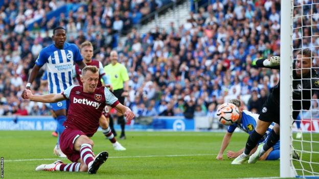Brighton 1-3 West Ham: James Ward-Prowse nets first West Ham goal as  Hammers blitz Seagulls - TNT Sports