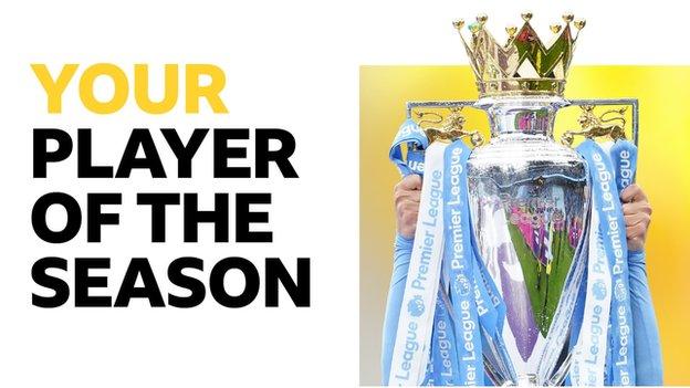 An image of the Premier League trophy with the text "Your player of the season"