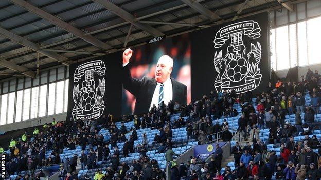Tributes were paid all round the ground for the vastly popular Coventry City legend