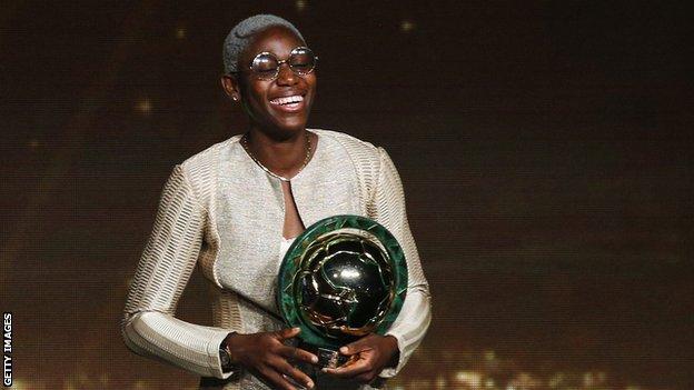 Asisat Oshoala picks up her Caf women's Player of the Year award
