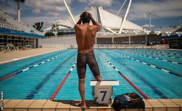 Ibrahim Al Hussein at the Athens Aquatic centre