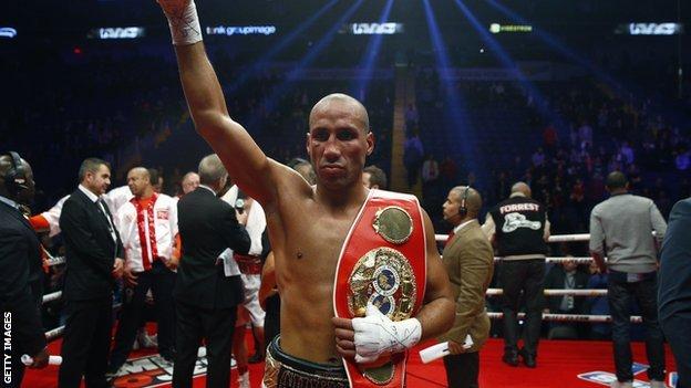 James DeGale celebrates with his world title belt