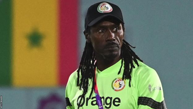 Senegal coach Aliou Cisse at a training session in Doha