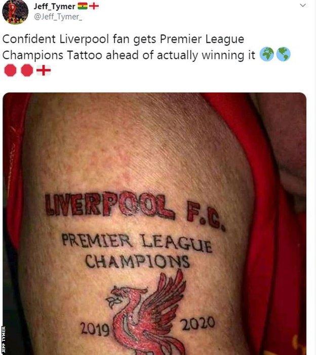 The Liverpool fan who has gone very early with a title tattoo and other  pre-emptive inkings - BBC Sport