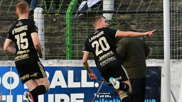 Daniel Larmour celebrates after scoring Crusaders' opener