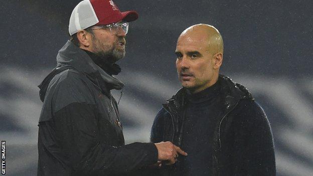 Liverpool manager Jurgen Klopp (left) and Manchester City counterpart Pep Guardiola