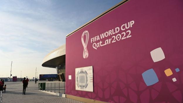 A general view outside of Al Janoub Stadium, a host venue at the 2022 World Cup in Qatar