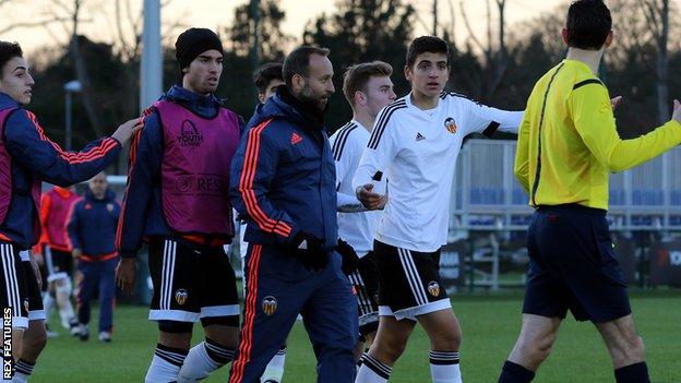 Valencia players and staff protest