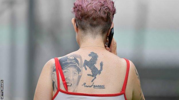 Michael Schumacher will never be forgotten by the Ferrari fans at Monza, as proved by this fine piece of body art