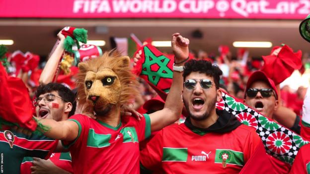 Morocco fans during their World Cup Group F match against Croatia