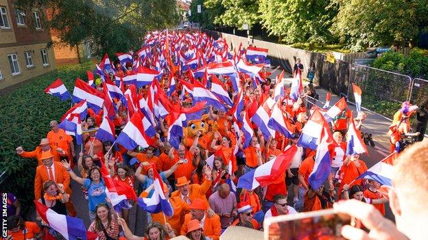 Netherlands fans packed out the centre of Sheffield in the build up to the game