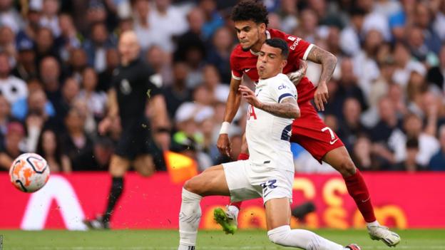 Luis Diaz scores against Tottenham for Liverpool, but the goal was incorrectly ruled out