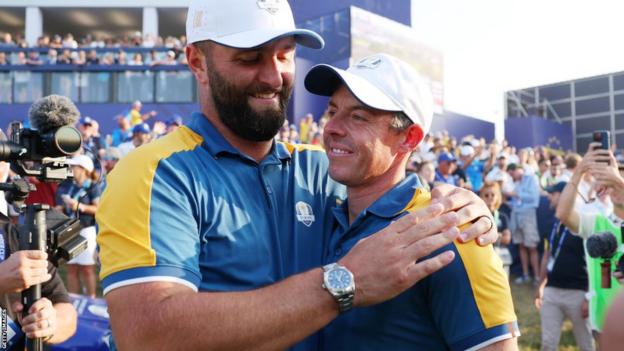 Jon Rahm and Rory McIlroy at the Ryder Cup