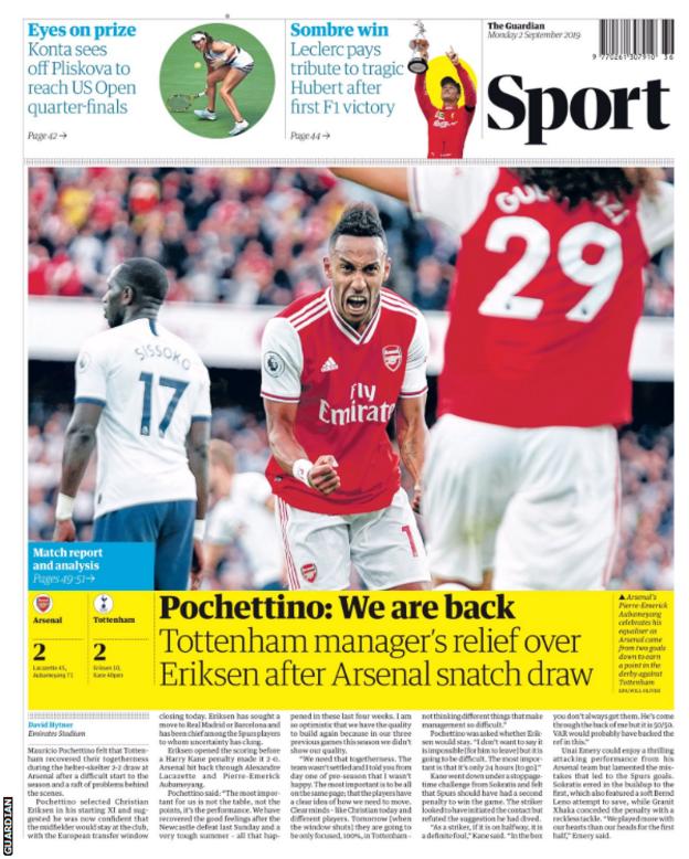 Monday's Guardian back page