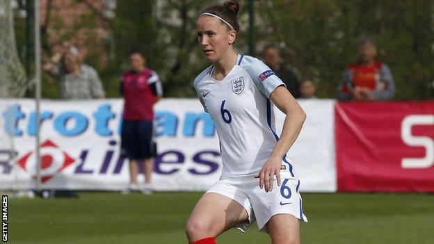 Casey Stoney playing for England