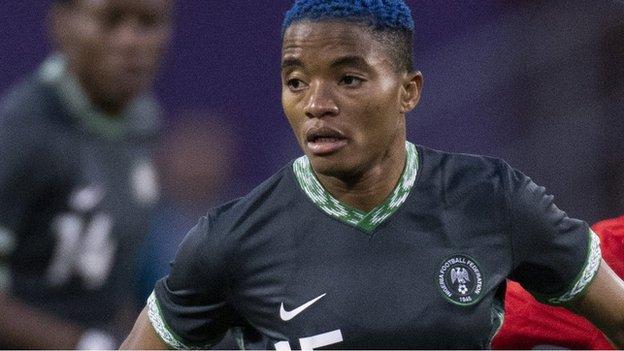 Rasheedat Ajibade in action for Nigeria