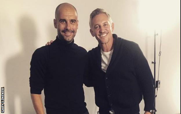 Man City manager Pep Guardiola and Gary Lineker