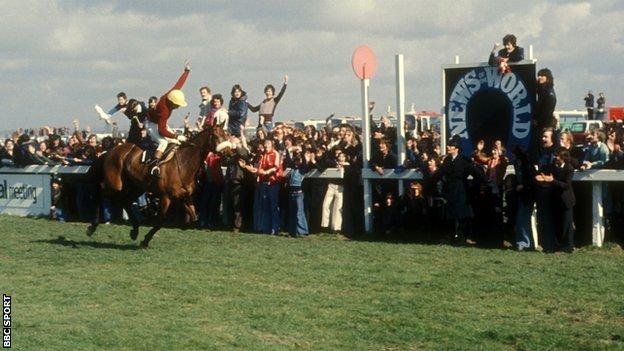 Following his famous third and last Grand National win a year earlier, Red Rum was entered again in 1978 but withdrew on the morning of the race